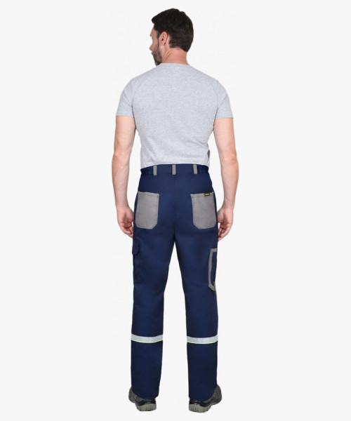 Костюм СИРИУС-СТАН куртка, брюки, синий со средне-серым и лимонной отделкой