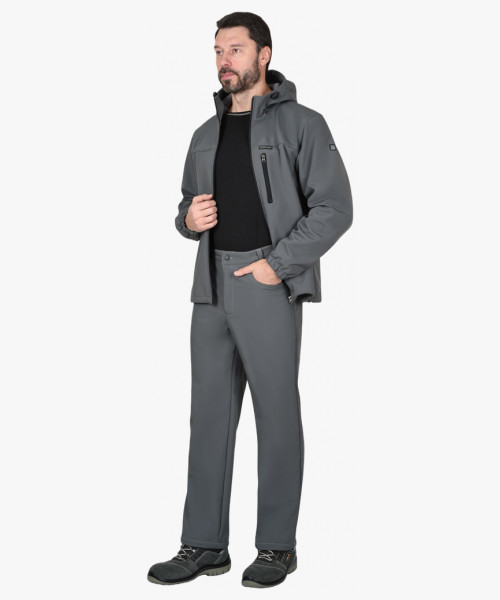 Костюм СИРИУС-АЗОВ с капюшоном серый софтшелл пл 350 г/кв.м