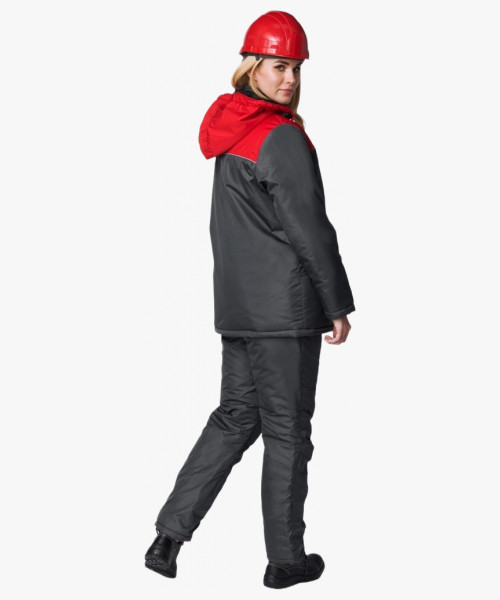 Куртка зимняя женская Сакрин (Дюспо), темно-серый/красный