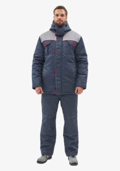 Костюм зимний Флофт-2 Премиум IMP (тк.Смесовая,240) п/к, т.серый/св.серый/красный