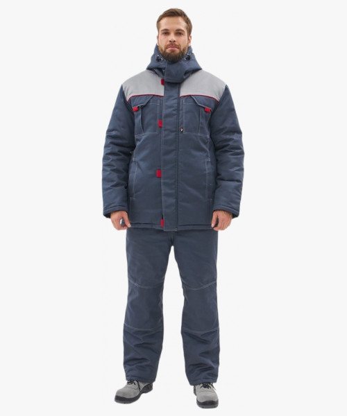 Костюм зимний Флофт-2 Премиум IMP (тк.Смесовая,240) п/к, т.серый/св.серый/красный