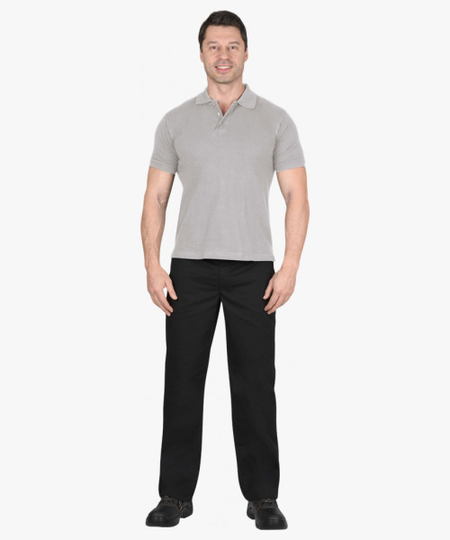 Рубашка-поло св.серая короткие рукава с манжетом, пл.180 г/м2 (ЧЗ)