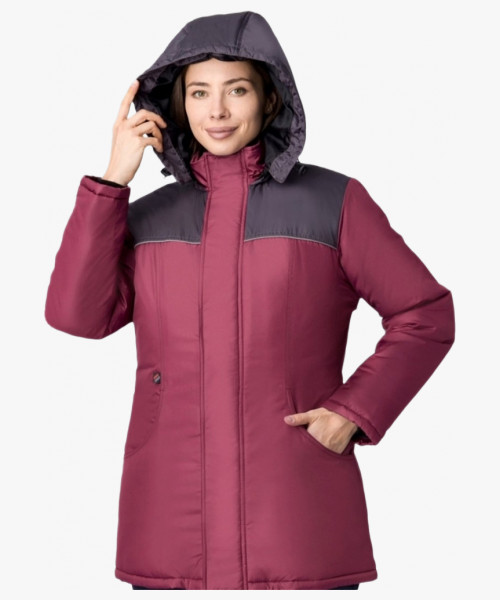 Куртка зимняя женская Сакрин (тк.Дюспо,80), бордовый/т.серый
