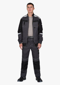 Костюм СИРИУС-МЕГА-ПРЕСТИЖ-Л куртка, брюки, темно-серый с черным