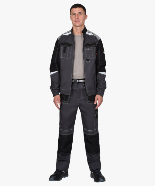 Костюм СИРИУС-МЕГА-ПРЕСТИЖ-Л куртка, брюки, темно-серый с черным
