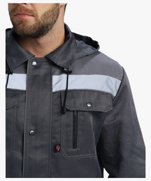 Костюм Нейч-2 СОП с капюшоном (тк.Смесовая,210) п/к, т.серый/св.серый