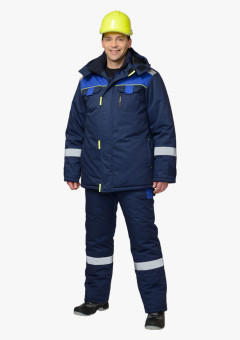 Костюм СИРИУС-БОСТОН куртка, п/к т.синий с васильковой и чёрной отд.