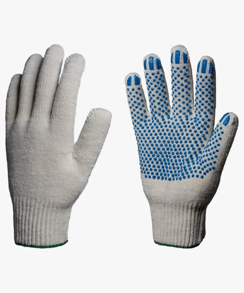 Перчатки х/б 10кл. СТАНДАРТ с ПВХ ТОЧКА 39-41гр. 116текс, белые (10 пар)