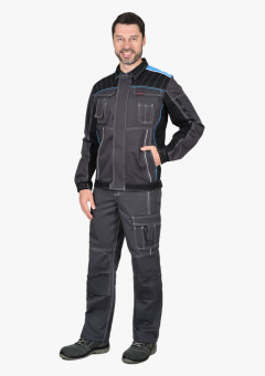 Куртка СИРИУС-ПРЕСТИЖ кор., т.серая с черным и голубой отделкой