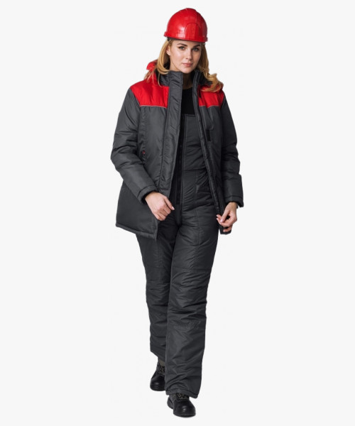 Куртка зимняя женская Сакрин (Дюспо), темно-серый/красный