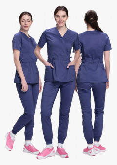 Костюм женский хирургический Модерн-004 (тк.Стрейч,120) MedLine, т.синий