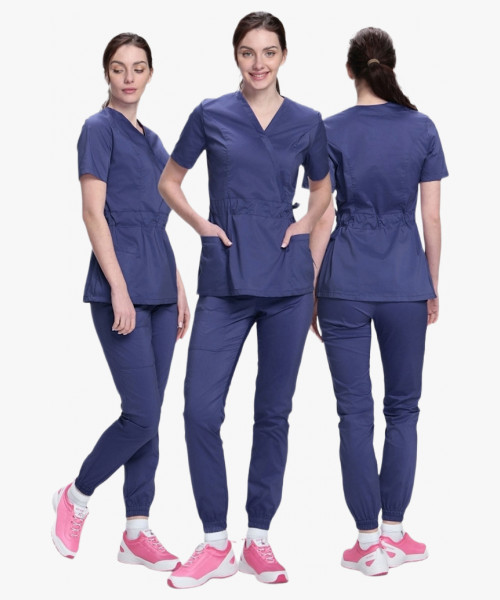 Костюм женский хирургический Модерн-004 (тк.Стрейч,120) MedLine, т.синий