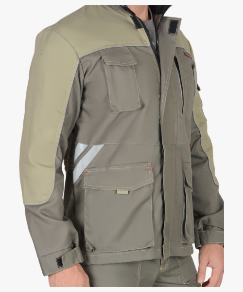 Костюм СИРИУС-ВЕСТ-ВОРК куртка дл., брюки т.оливковый со св.оливковым пл. 275 г/кв.м