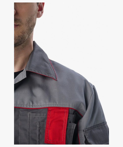 Костюм Драга-2 (тк.Смесовая МВО,240) п/к, т.серый/св.серый/красный