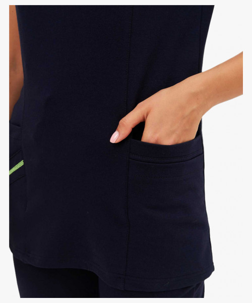 Костюм трикотажный Т-305 женский, блуза, брюки, тёмно-синий