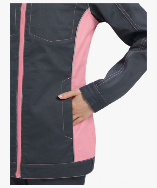 Костюм женский летний ProfLineSpecialist-1 (тк.Смесовая,240) брюки, серый/розовый