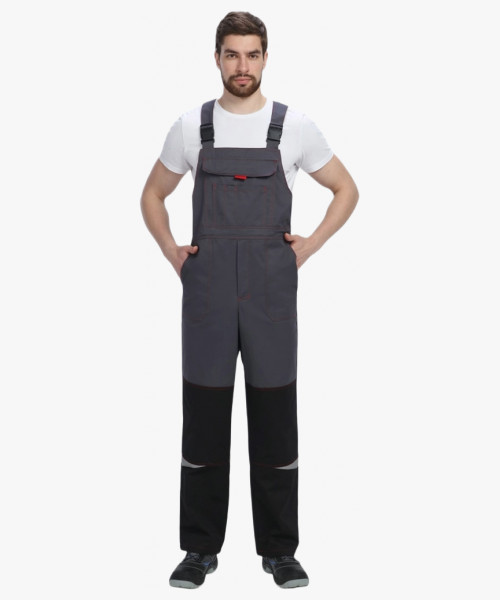 Костюм Строй-2 CH МВО (тк.Смесовая,280) п/к, т.серый/красный/черный