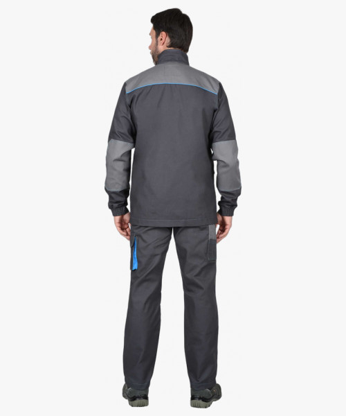 Костюм СИРИУС-ДВИН куртка, полукомбинезон т.серый со ср.серым и голубой отделкой пл. 275 г/кв.м