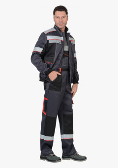 Костюм СИРИУС-ПОЛИНОМ куртка, п/к, темно-серый со светло-серым, черным, красным и СОП