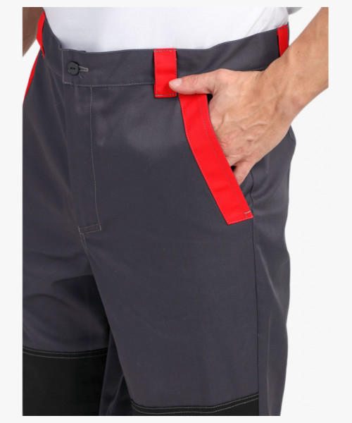 Костюм ProfLineBase-1 (тк. Твил, 210) брюки, т.серый/черный/красный