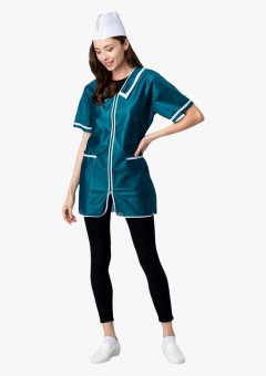 Халат женский на молнии короткий рукав (тк.Нейлон), зеленый