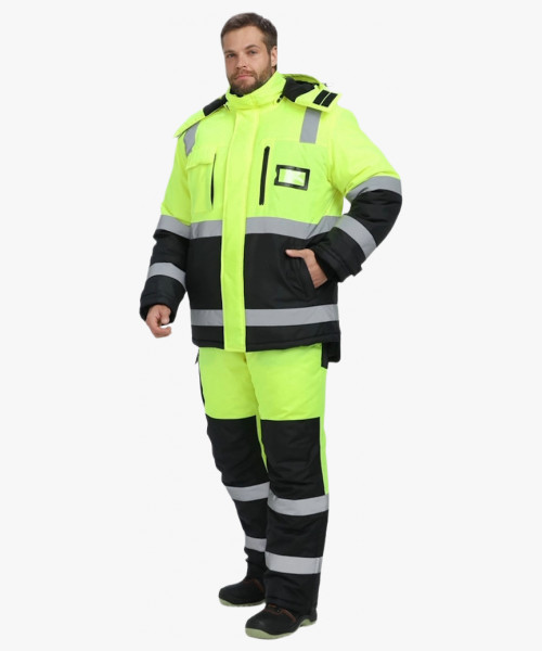 Костюм зимний сигнальный ProfLineSpecialist (тк.Оксфорд PU) брюки, желтый/черный