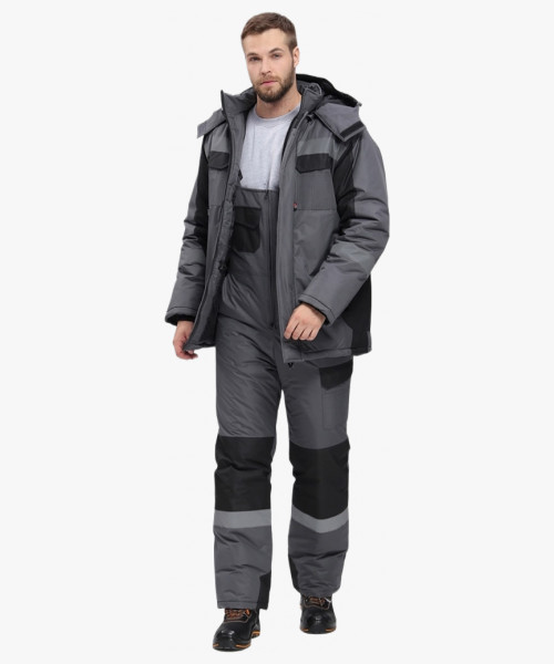 Костюм зимний Вектрон-2 СОП (тк.Таслан,135) п/к, т.серый/черный