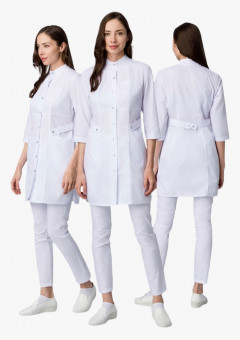 Халат женский Симпл-001 (тк.Смесовая,120) MedLine, белый