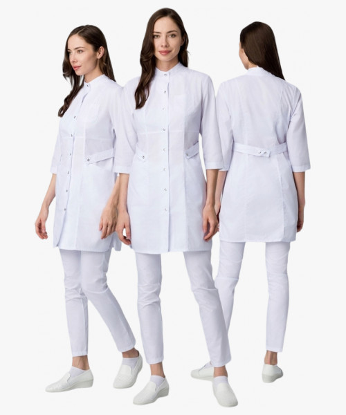 Халат женский Симпл-001 (тк.Смесовая,120) MedLine, белый