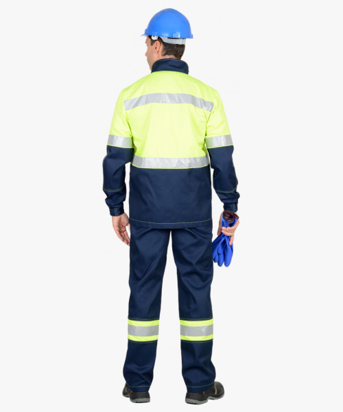 Костюм СИРИУС-ТЕРМИНАЛ куртка, п/к, темно-синий с лимонным и СОП