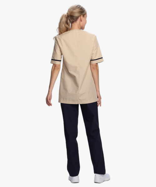 Костюм женский Ирис (тк.ТиСи), бежевый/т.синий