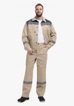 Костюм Лигор-1 СОП (тк.Смесовая,210) брюки, бежевый/т.серый