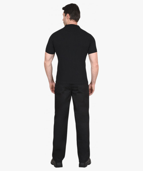 Рубашка-поло черная короткие рукава с манжетом, пл.180 г/м2 (ЧЗ)