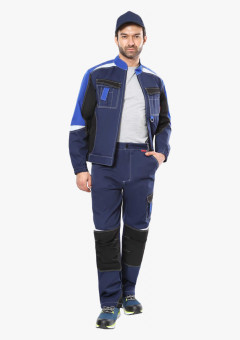 Костюм СИРИУС-ФАВОРИТ-МЕГА куртка, брюки т.синий с черным и васильковым, СОП