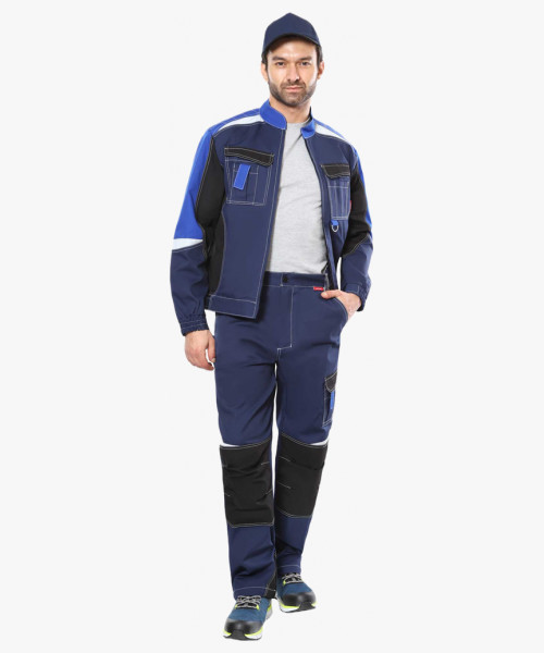 Костюм СИРИУС-ФАВОРИТ-МЕГА куртка, брюки т.синий с черным и васильковым, СОП