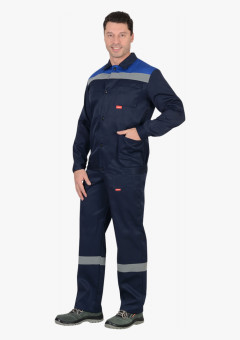Костюм СИРИУС-СТРОЙГРАД куртка, п/к синий с васильковым СОП 50мм