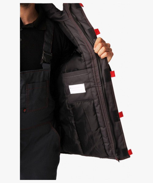 Куртка зимняя Фаворит (тк.Смесовая,240), т.серый/св.серый/красный