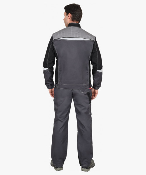 Костюм СИРИУС-ФАВОРИТ-МЕГА мужской летний, куртка и полукомбинезон, серый с черным, СОП