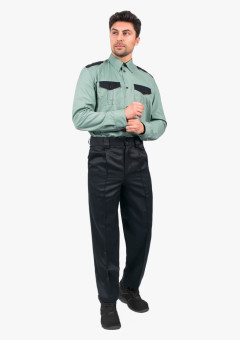 Рубашка охранника с длинным рукавом мужская, ярко-зеленый