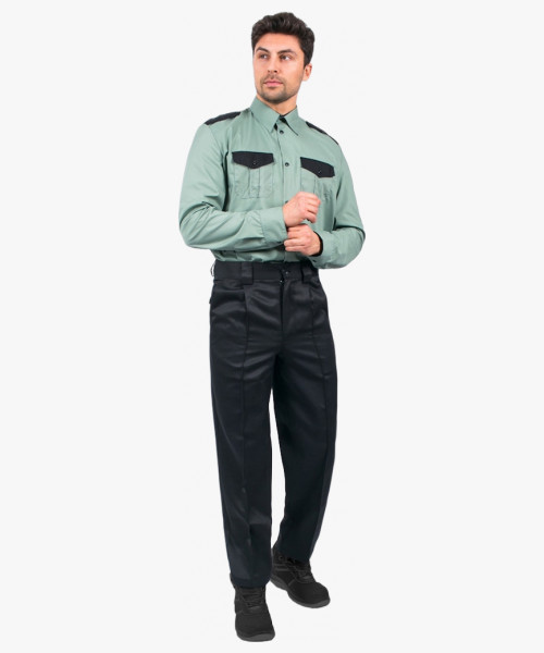 Рубашка охранника с длинным рукавом мужская, ярко-зеленый