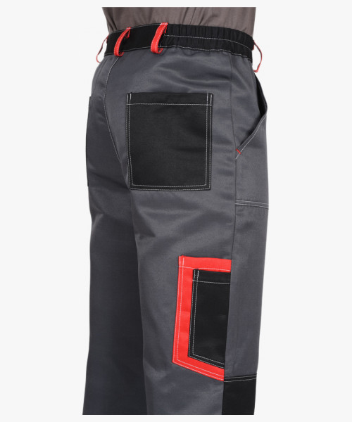 Костюм СИРИУС-ПОЛИНОМ куртка и брюки, т.серый с черным со св.серым и красным, СОП