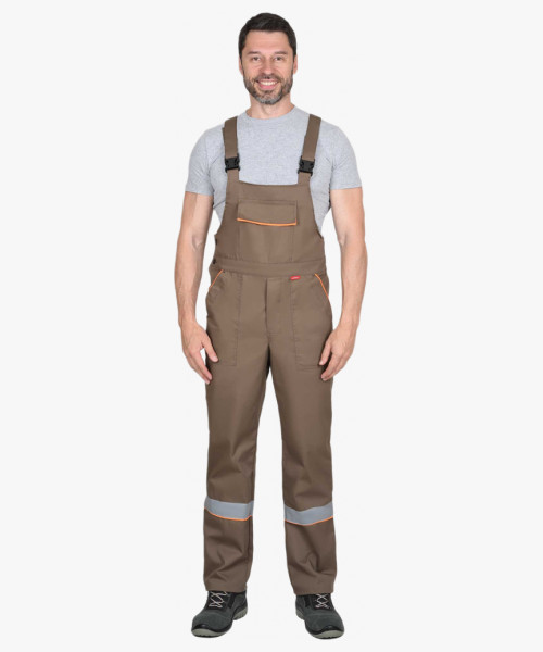 Костюм СИРИУС-МАСТЕР летний: куртка, полукомбинезон, кофейный с тёмно-коричневой отделкой