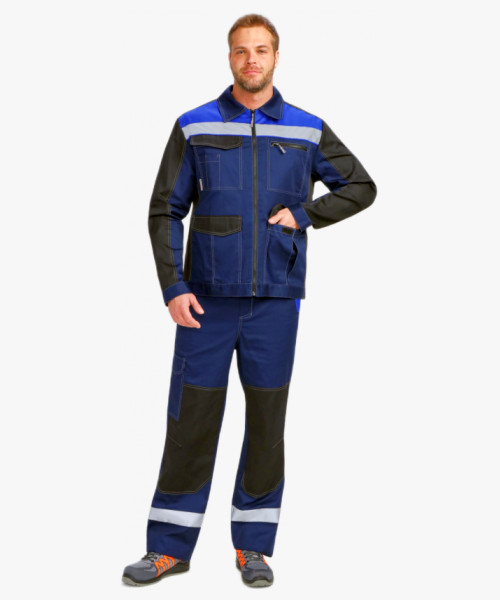Костюм ProfLineBase-1 (тк. Твил, 210) брюки, т.синий/черный/васильковый