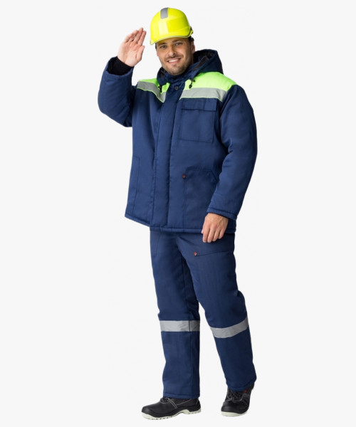 Куртка зимняя Экспертный-Люкс NEW (Смесовая, 210), темно-синий/лимонный