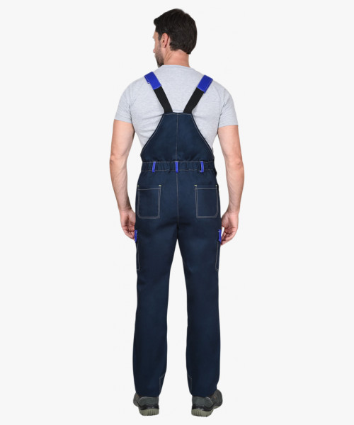 Полукомбинезон СИРИУС-КАРАТ-РОСС темно-синий с васильковым, 80% х/б, пл. 260 г/кв.м