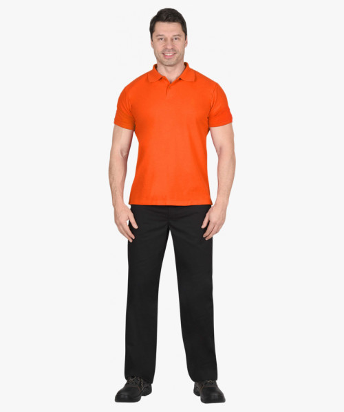 Рубашка-поло оранжевая короткие рукава с манжетом, пл.180 г/м2 (ЧЗ)