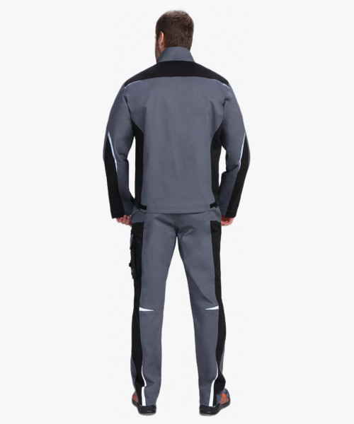 Костюм мужской летний ProfLineLeader-2 (тк.Хлопок/Спандекс,260) полукомбинезон, серый/черный