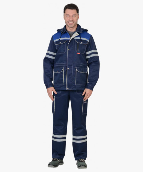 Костюм СИРИУС-ЛИДЕР куртка, п/к т.синий с васильком и молочным, СОП