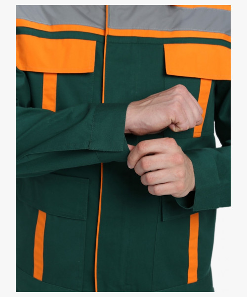 Костюм Итрорис-1 СОП (тк.Саржа,250) брюки, т.зеленый/оранжевый