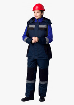 Костюм зимний женский Вектрон-2 СОП У. (тк.Смесовая,240) п/к, т.синий/черный/васильковый